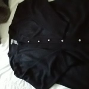Black pearl button long sleeve sweater